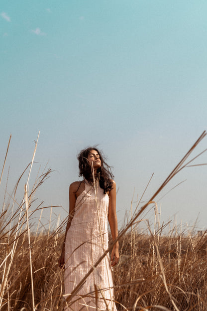 Striped Textured Halter Dress